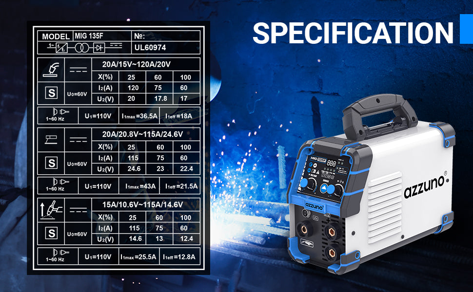 AZZUNO_135_Amp_110V_3_in_1_Synergic_Control_MIG_Welder_description_pic10