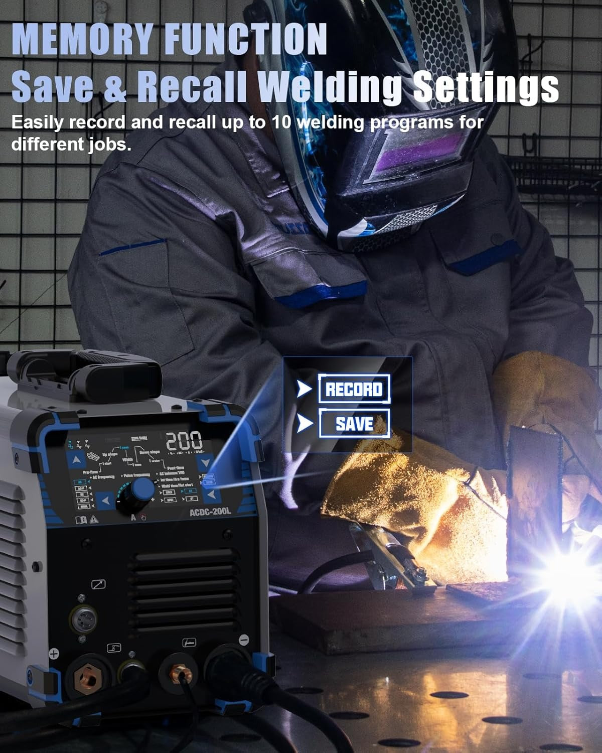 AZZUNO AC DC TIG welder 200A pulse TIG welding machine for aluminum stainless steel