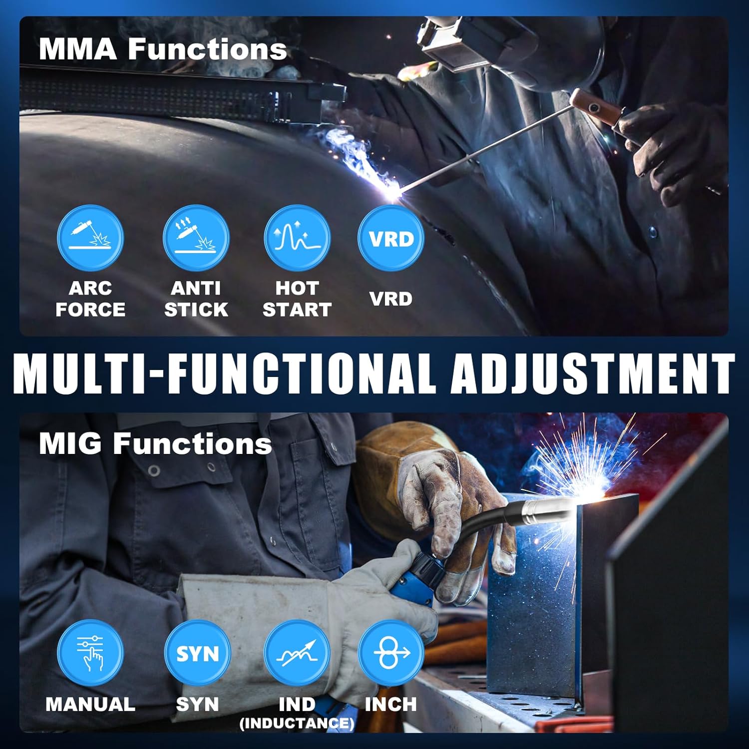 Azzuno 200A 110V/220V Dual Voltage 4in1 MIG Welder pic3