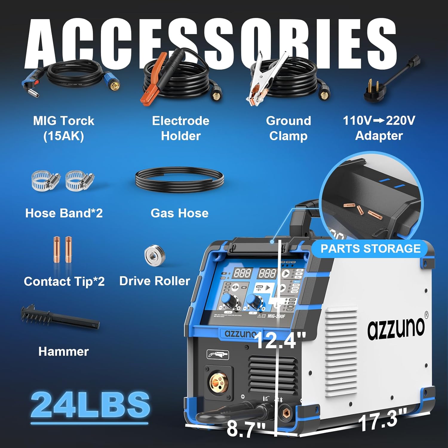 Azzuno 200A 110V/220V Dual Voltage 4in1 MIG Weldel pic7