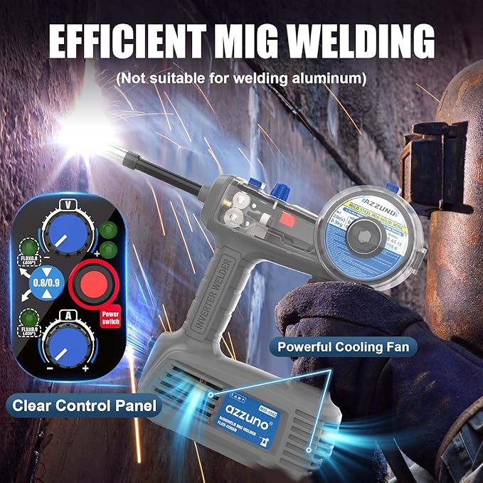 Azzuno Handheld MIG Welder 100A\110V Flux Core Stick Welder pic3