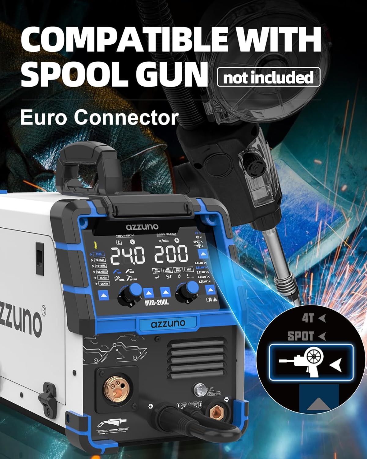 AzzunoMIG-200L 200A 110V 220V 8in1 Multiprocess MIG Welding Machine pic3