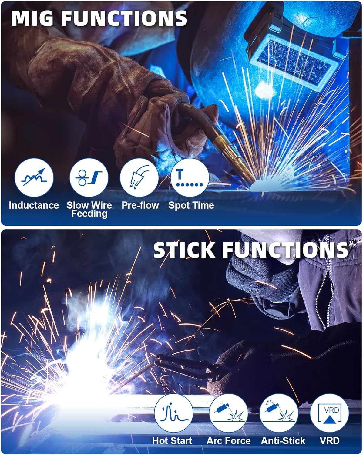 AzzunoMIG-200L 200A 110V 220V 8in1 Multiprocess MIG Welding Machine pic4