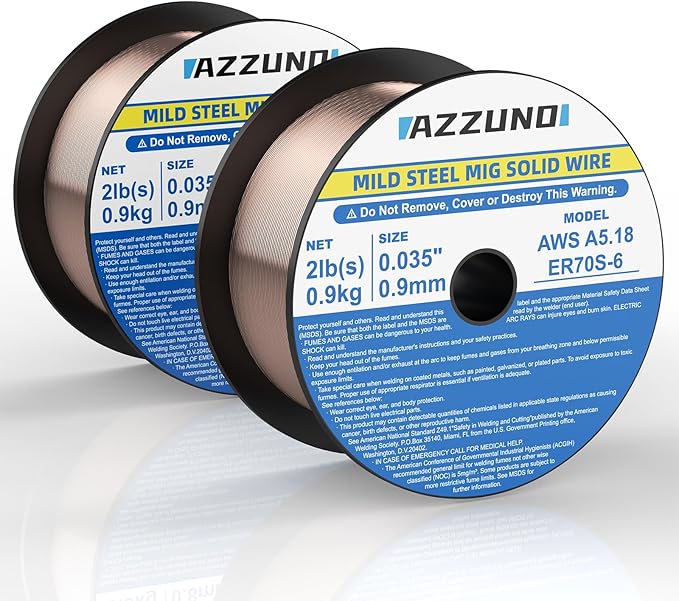 Azzuno Mig Solid ER70S-6 Mild Steel Gas 0.035" 2/10-LB Mig Welding Wire