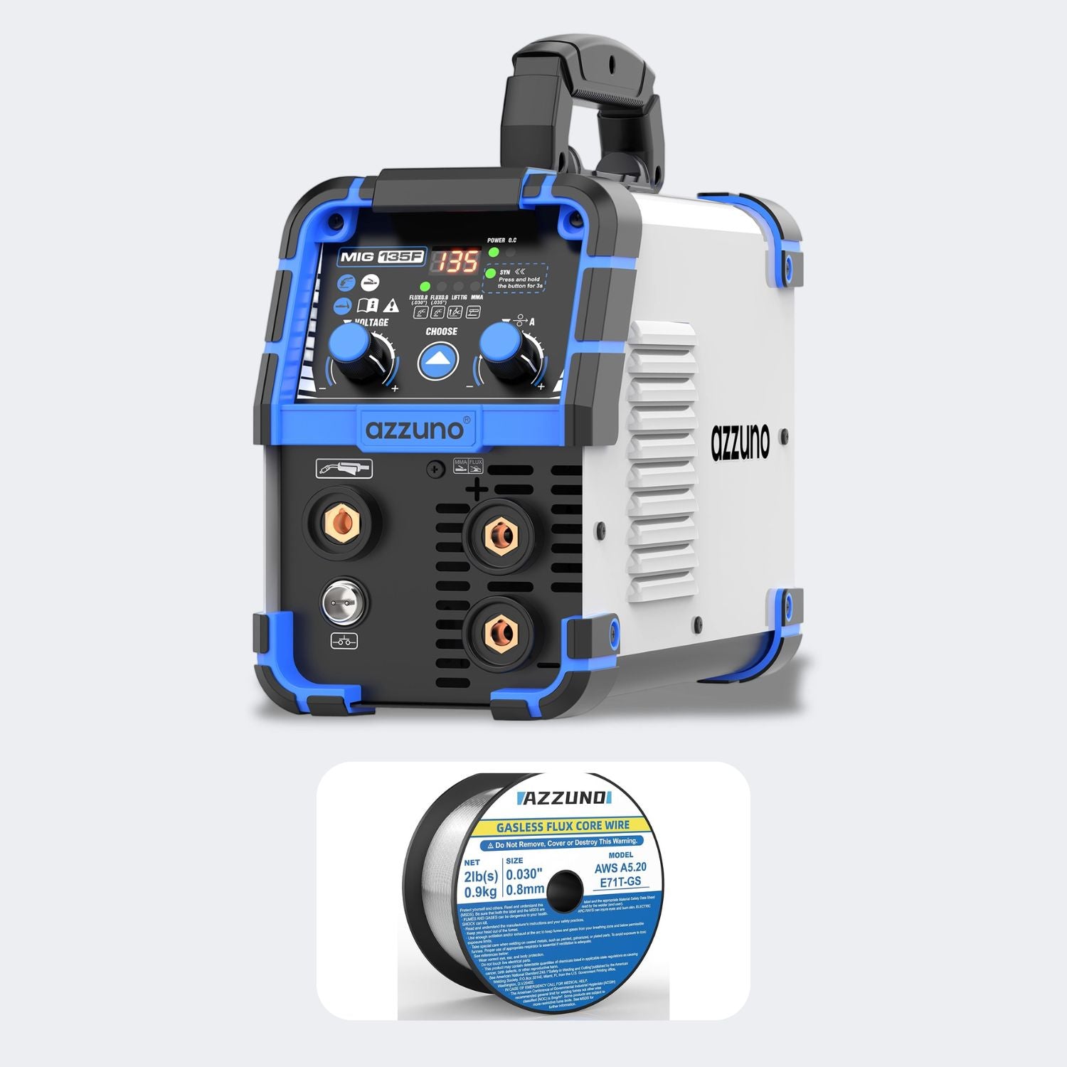 AZZUNO 135 Amp 110V 3 in 1 Synergic Control MIG Welder