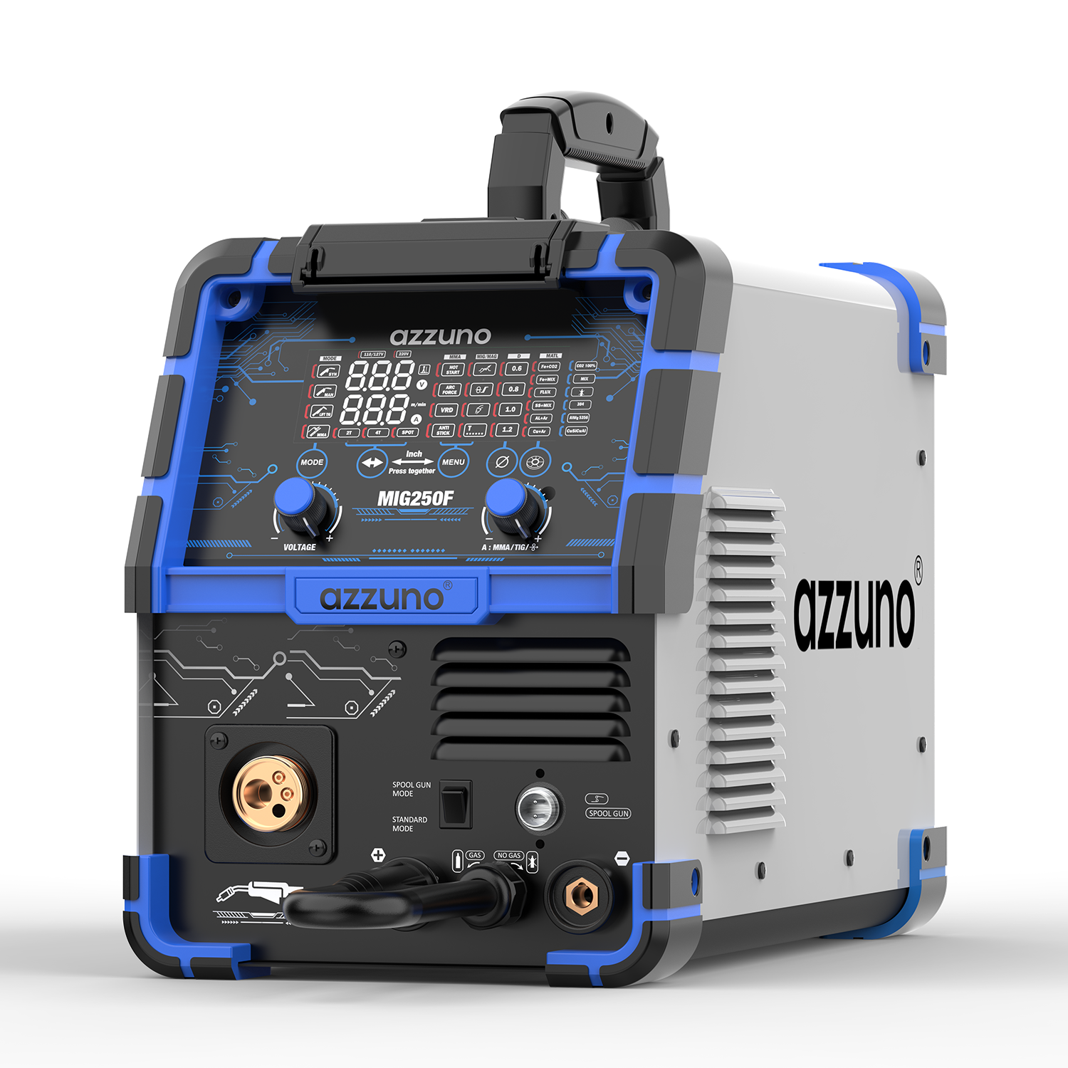 AZZUNO 250A 6-in-1 MIG Welder | Aluminum, TIG & Stick 110V/220V