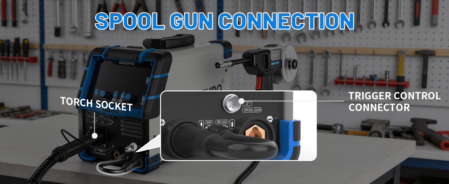 Azzuno spool gun for MIG welder with 10ft cable and wire spool holder