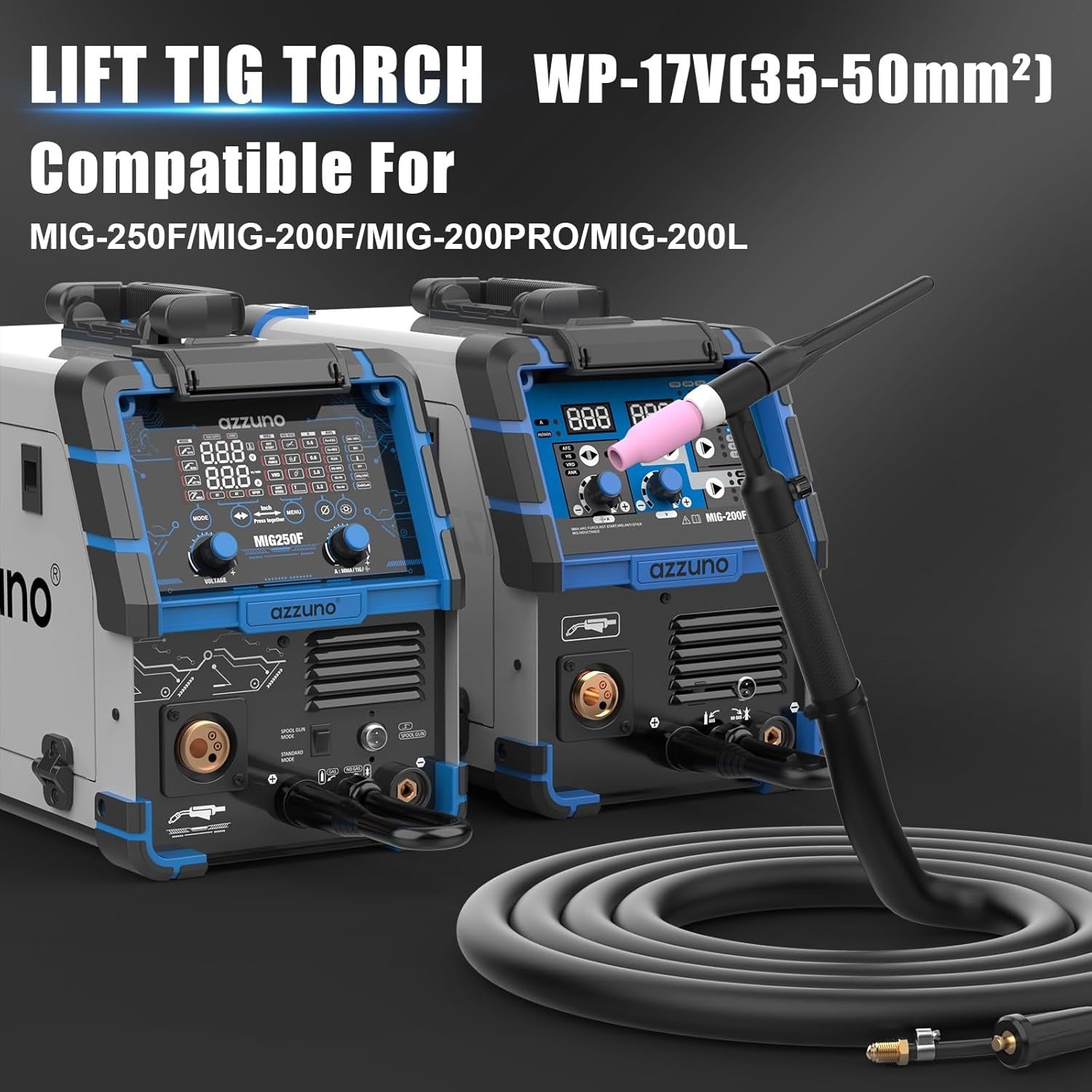 AZZUNO WP-17V TIG torch 35-50mm² connector long cable