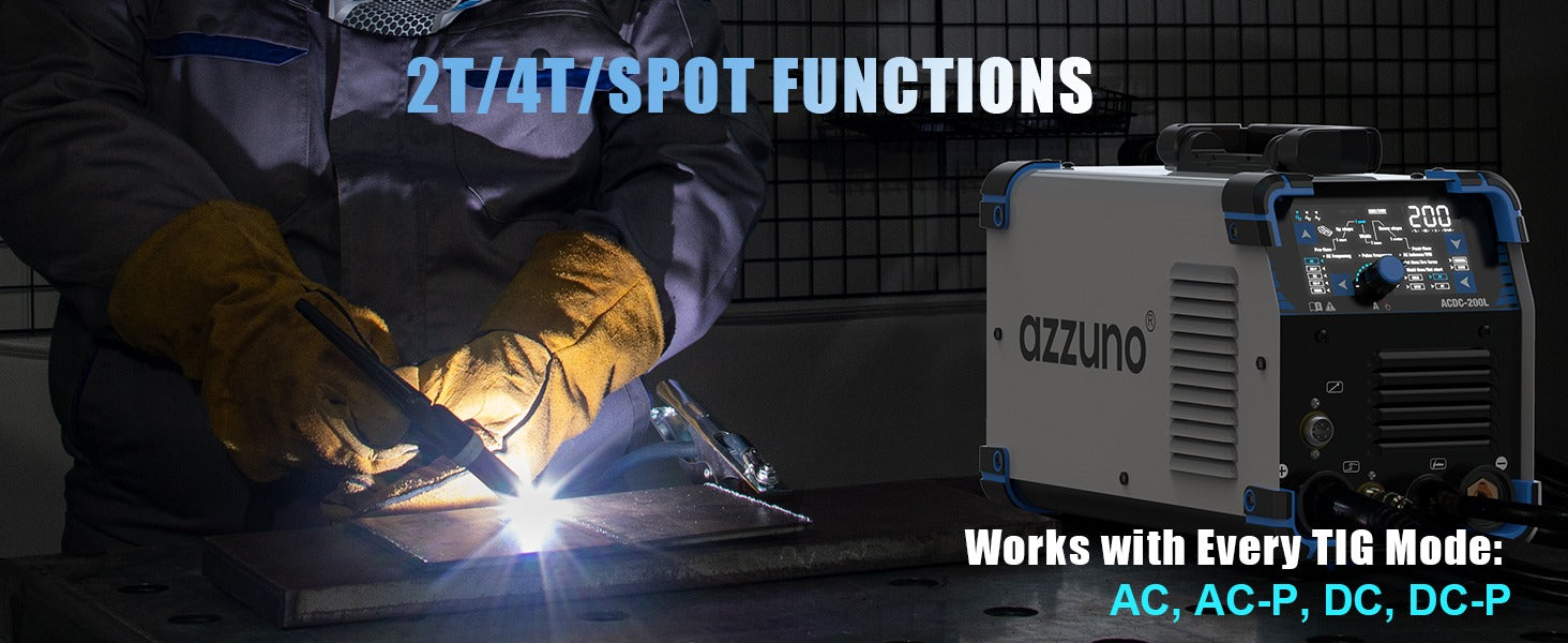 AZZUNO AC DC TIG welder 200A pulse TIG welding machine for aluminum stainless steel