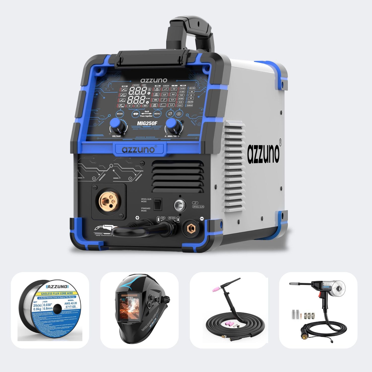 Azzuno Aluminum 250A 6 in 1 110V/220V MIG Welder