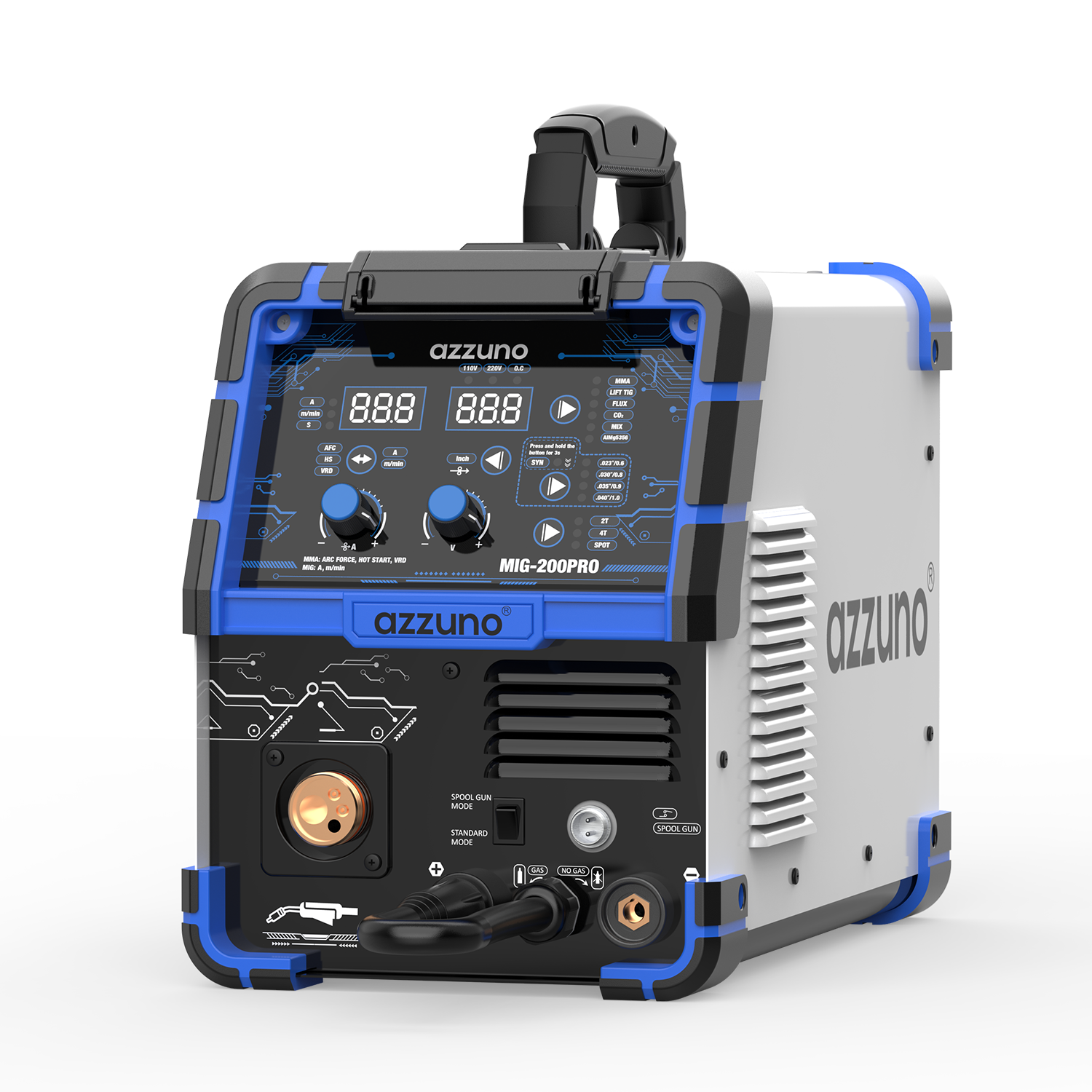 Azzuno 200A 110V/220V 8 in 1 MIG Multiprocess Welder