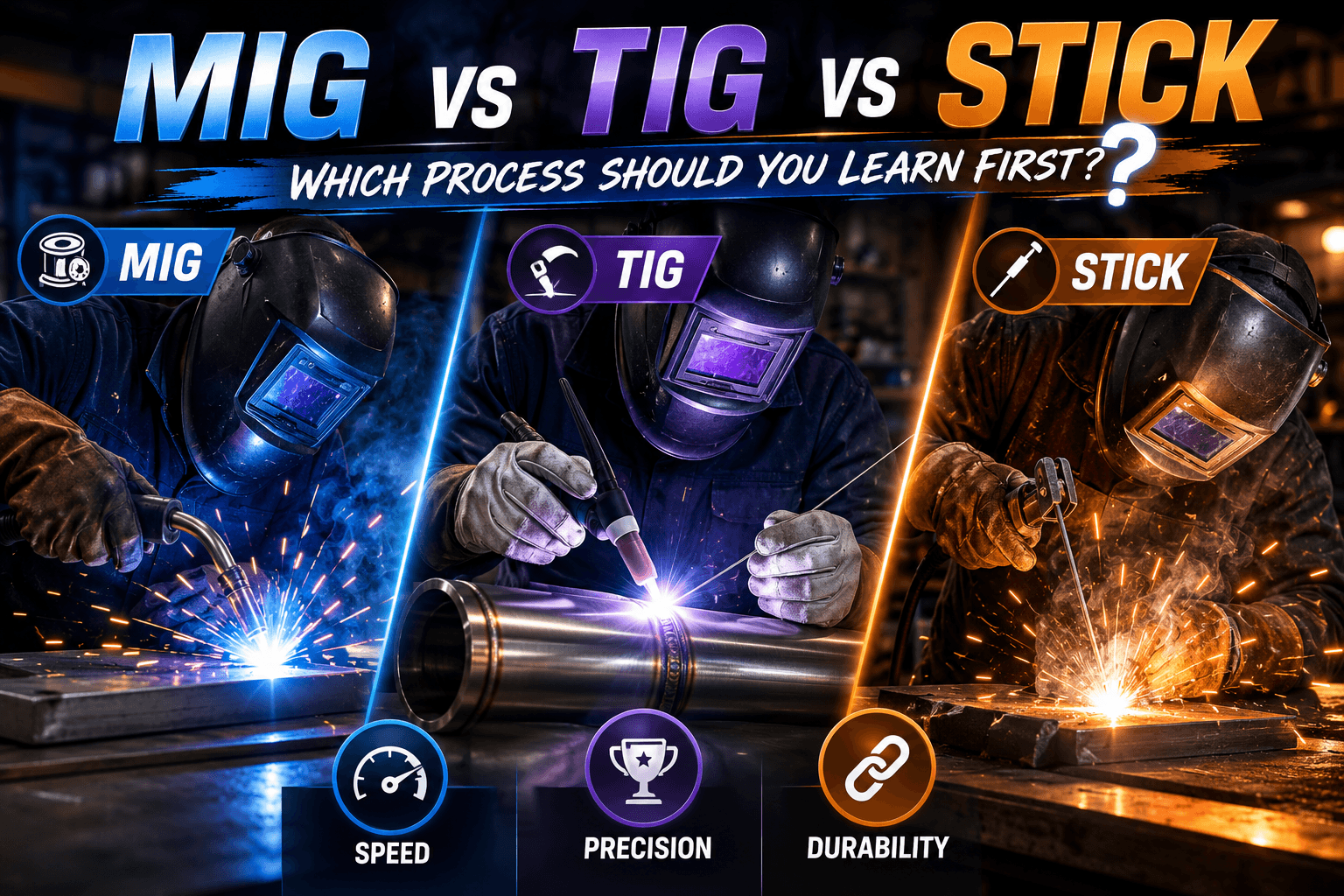 MIG vs TIG vs Stick Welding: Which Process Should You Learn First in 2026?