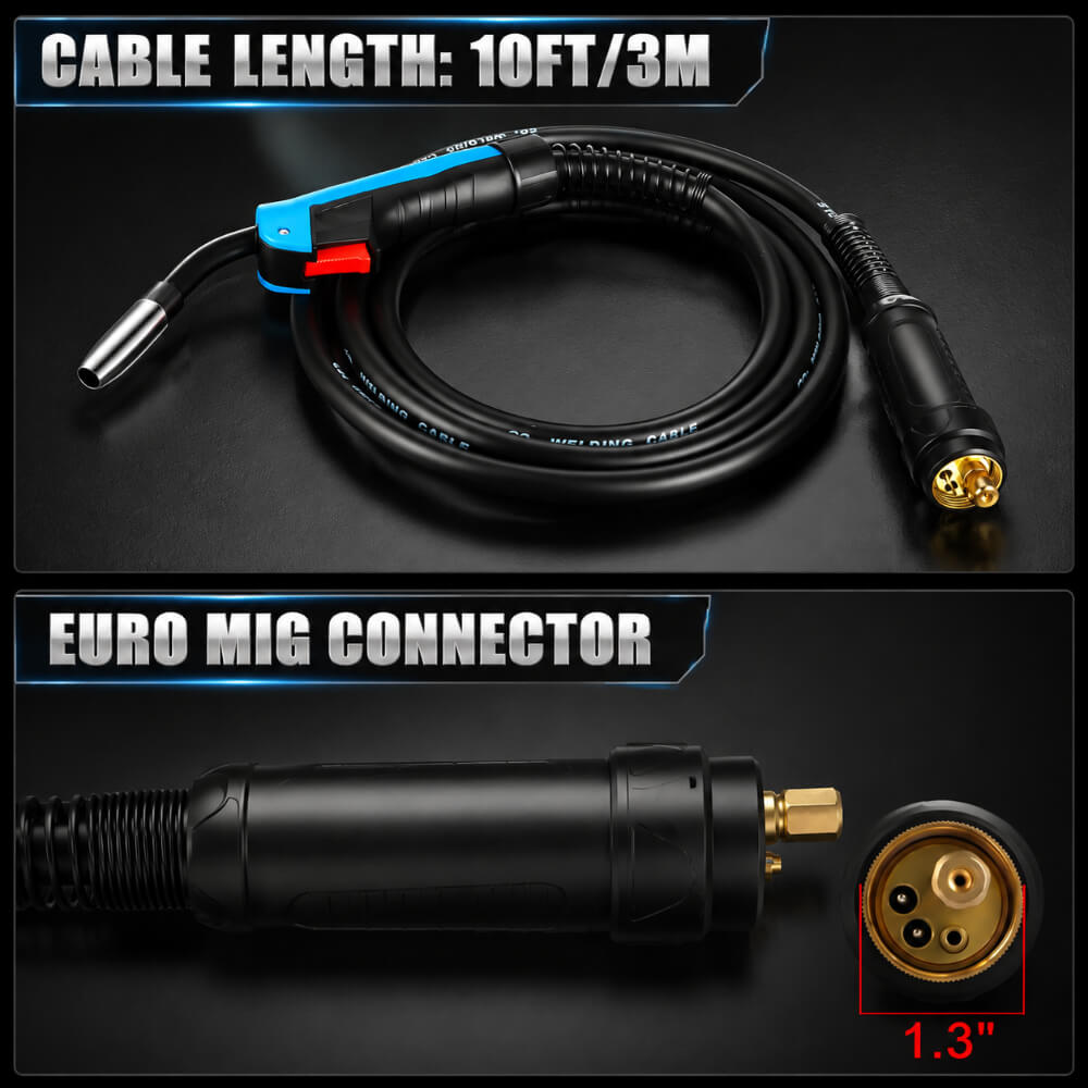 AZZUNO 15AK MIG Welding Gun with 10-ft Cable Euro Connector
