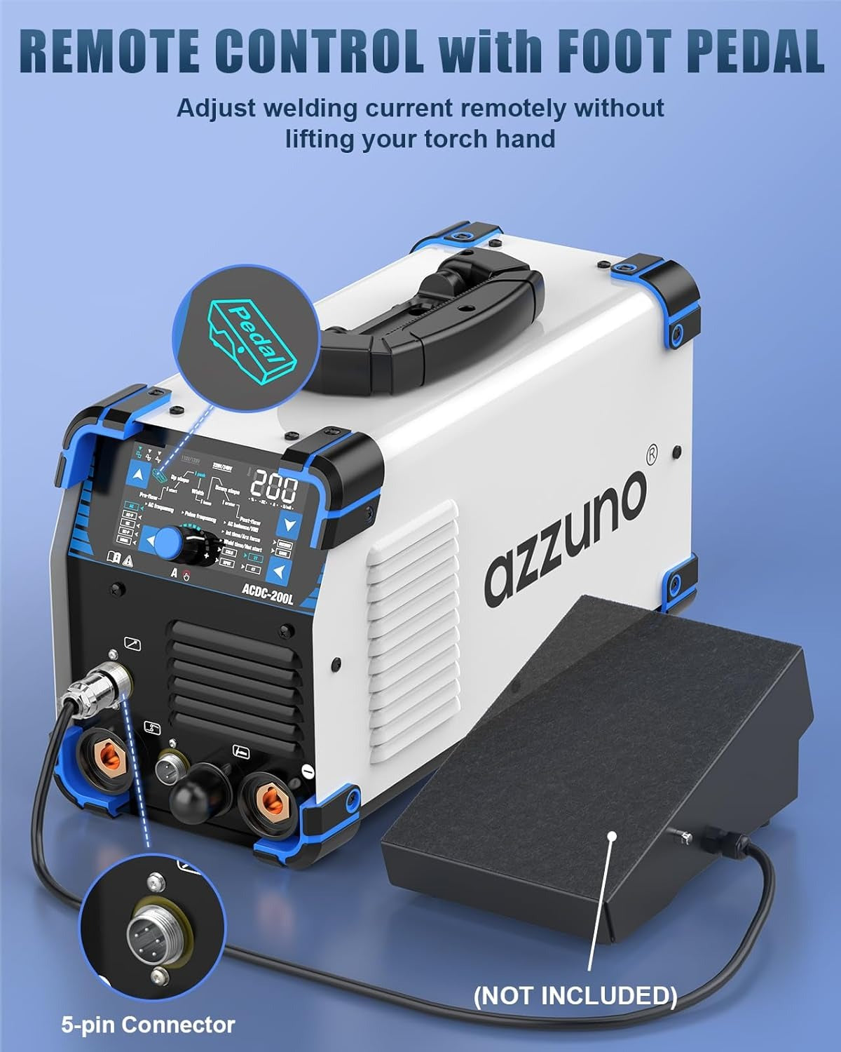 AZZUNO AC DC TIG welder 200A pulse TIG welding machine for aluminum stainless steel