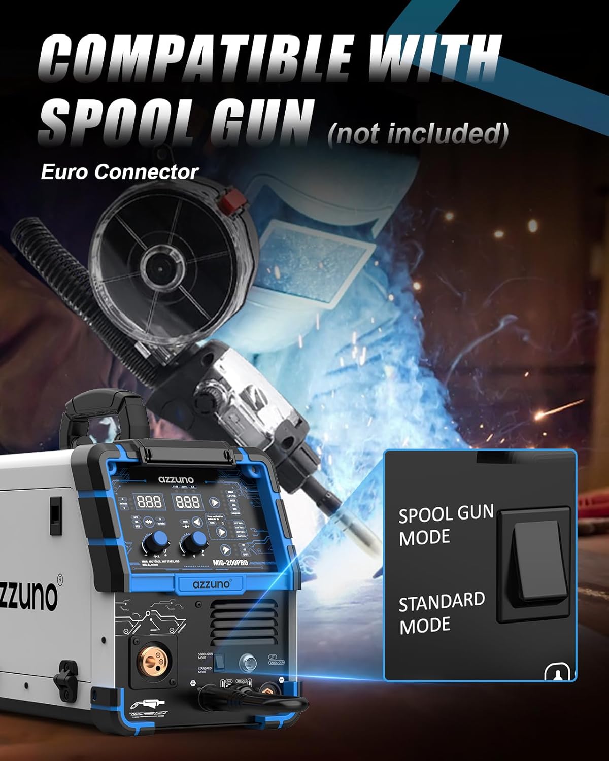 Azzuno 200A 110V/220V 8 in 1  MIG Multiprocess Welder
