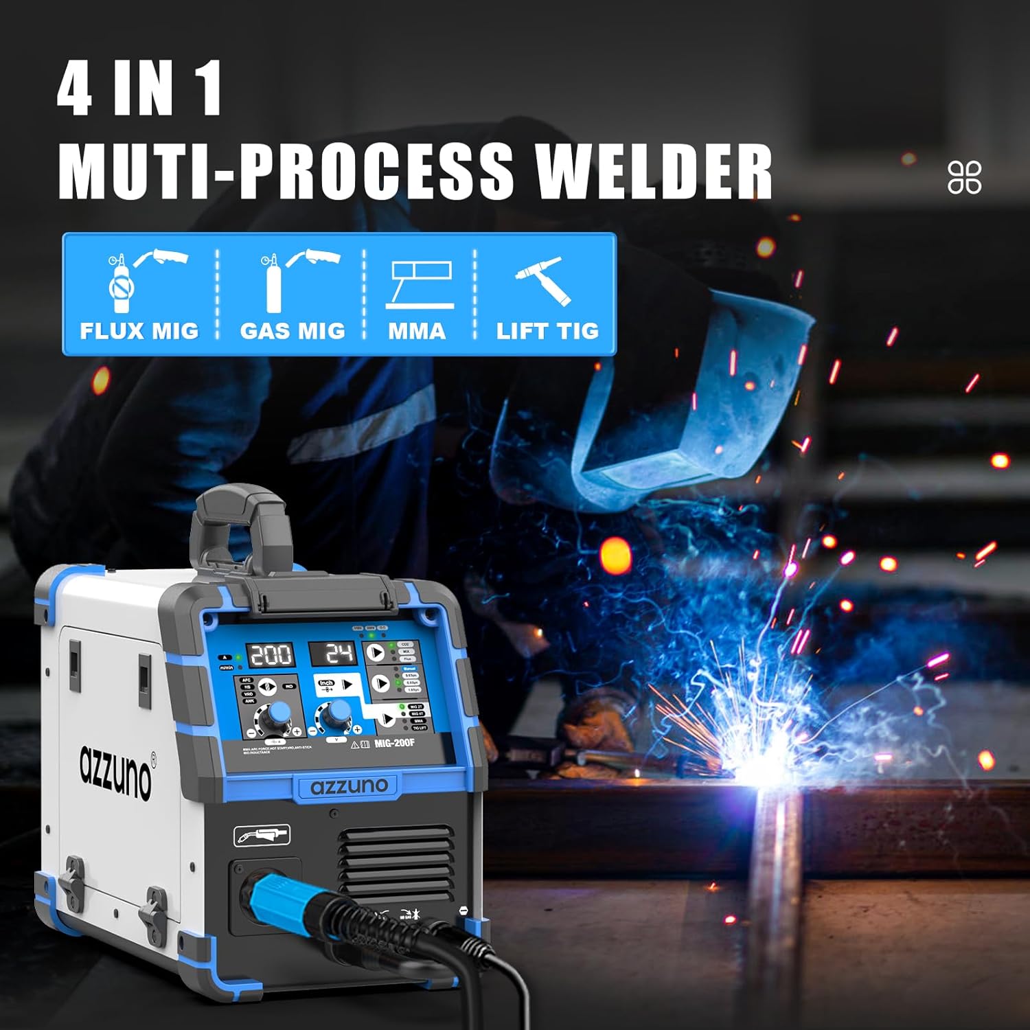 Azzuno 200A 110V/220V Dual Voltage 4in1 MIG Welder pic2