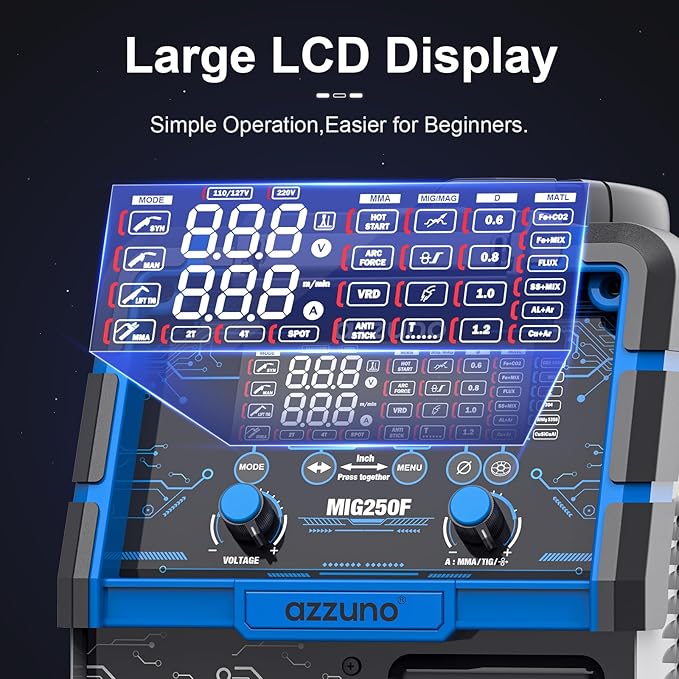 Azzuno Aluminum 250A 6in1 110V/220V MIG Welder pic3