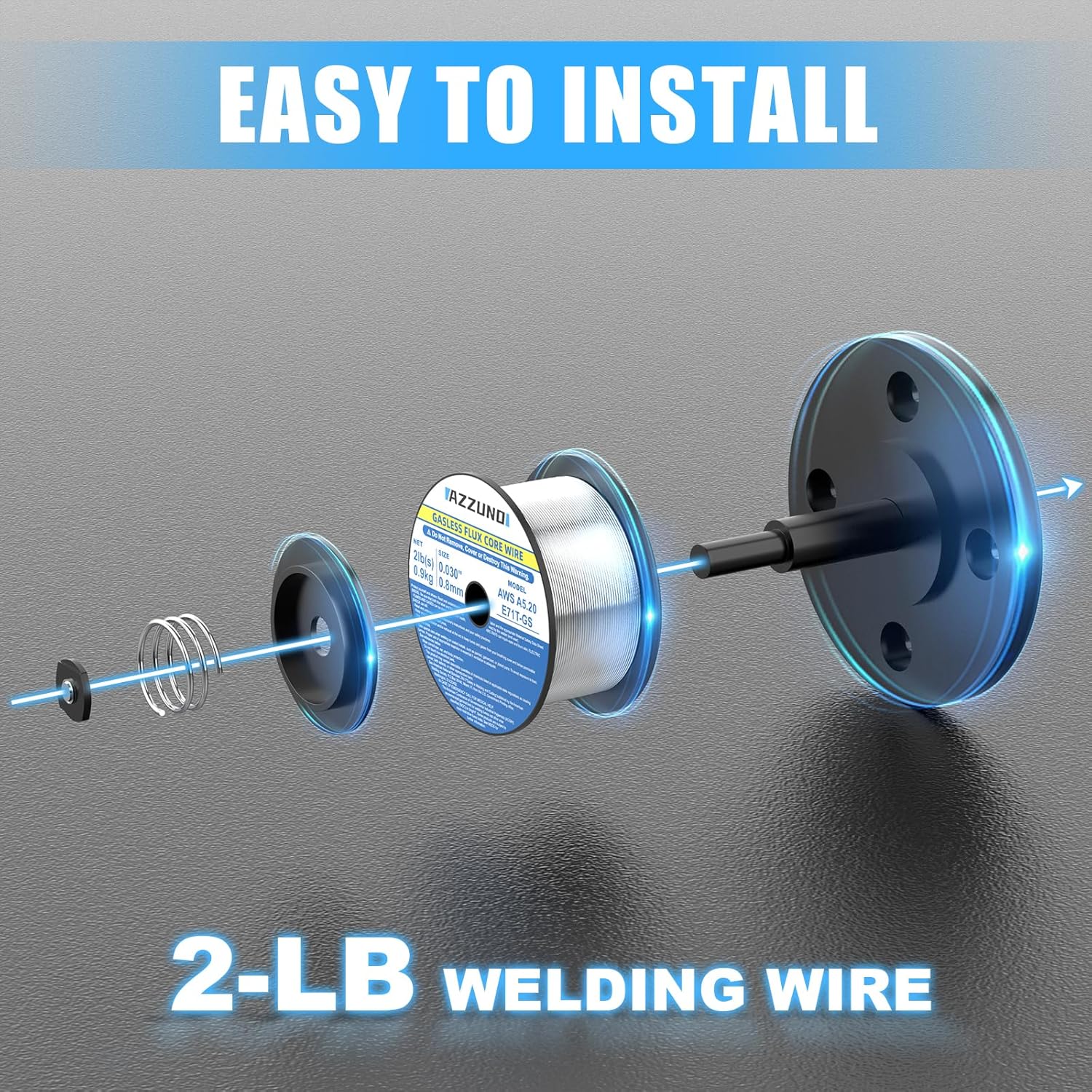 Azzuno Flux Core E71T-GS Mild Steel Gasless Mig Welding Wire 2Lbs pic5