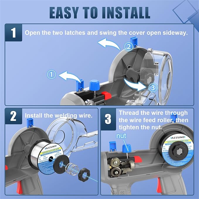 Azzuno Handheld MIG Welder 100A\110V Flux Core Stick Welder pic7
