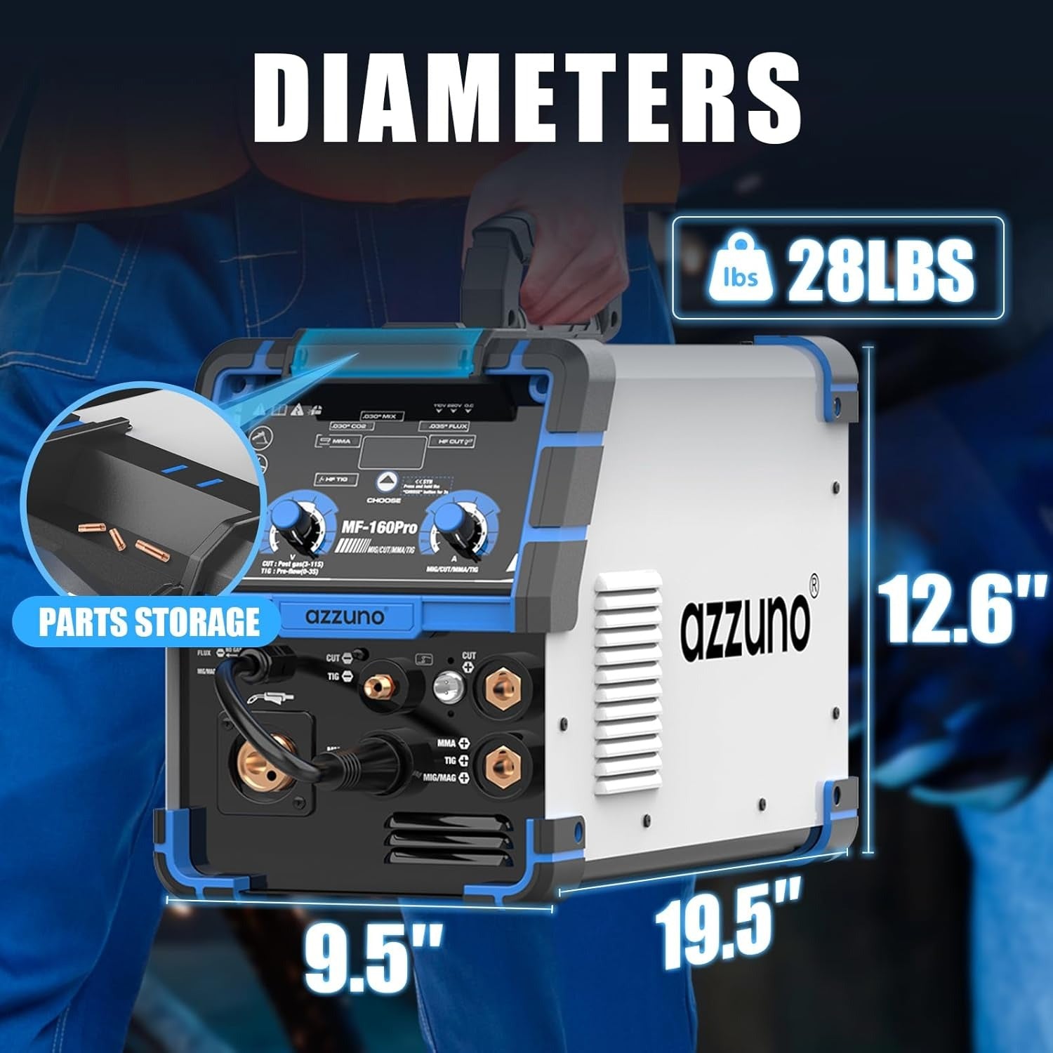 AZZUNO multiprocess welder 5 in 1 welding machine plasma cutter TIG MIG stick welder