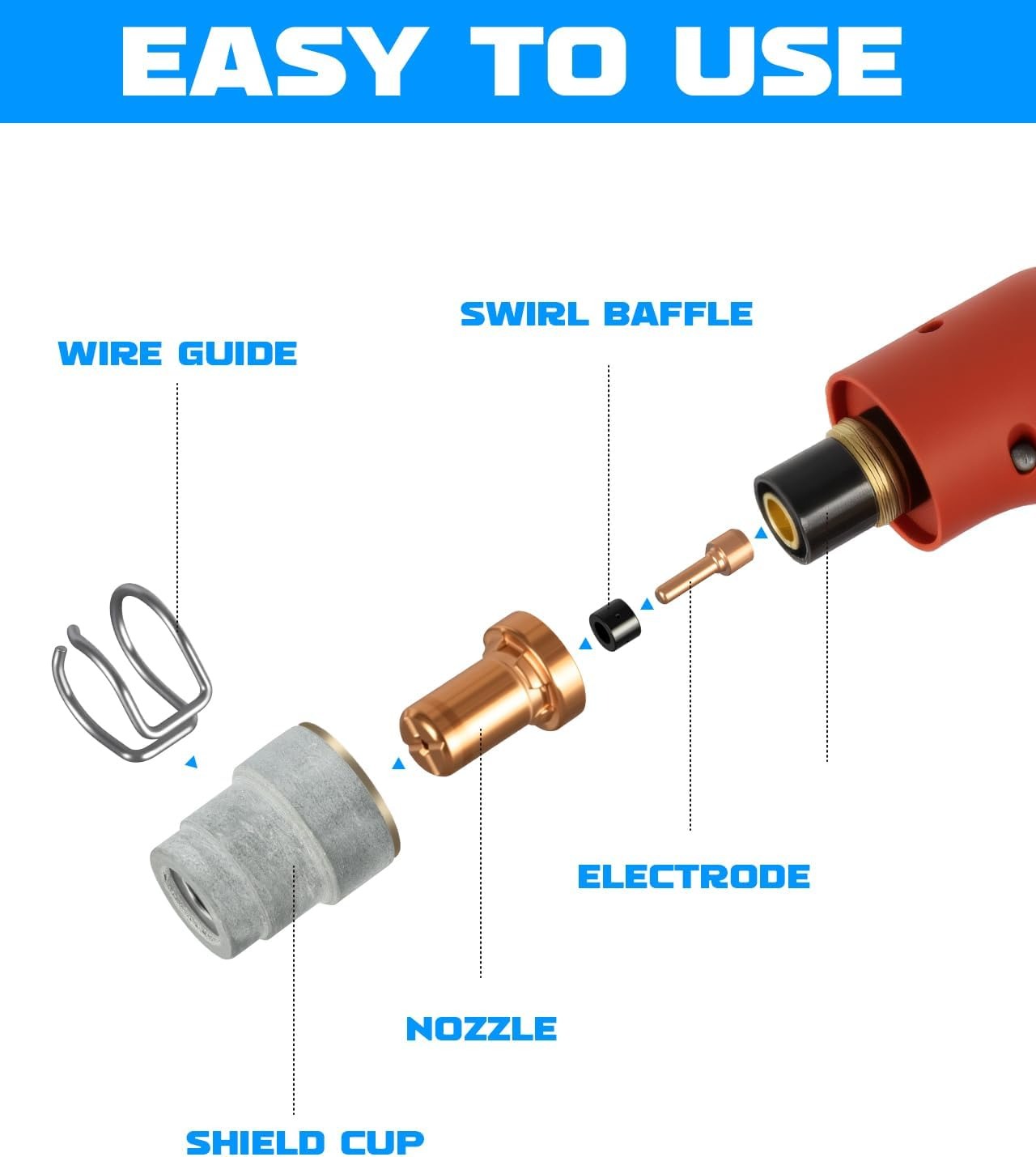 AZZUNO plasma cutter consumables kit electrodes nozzles shield cups