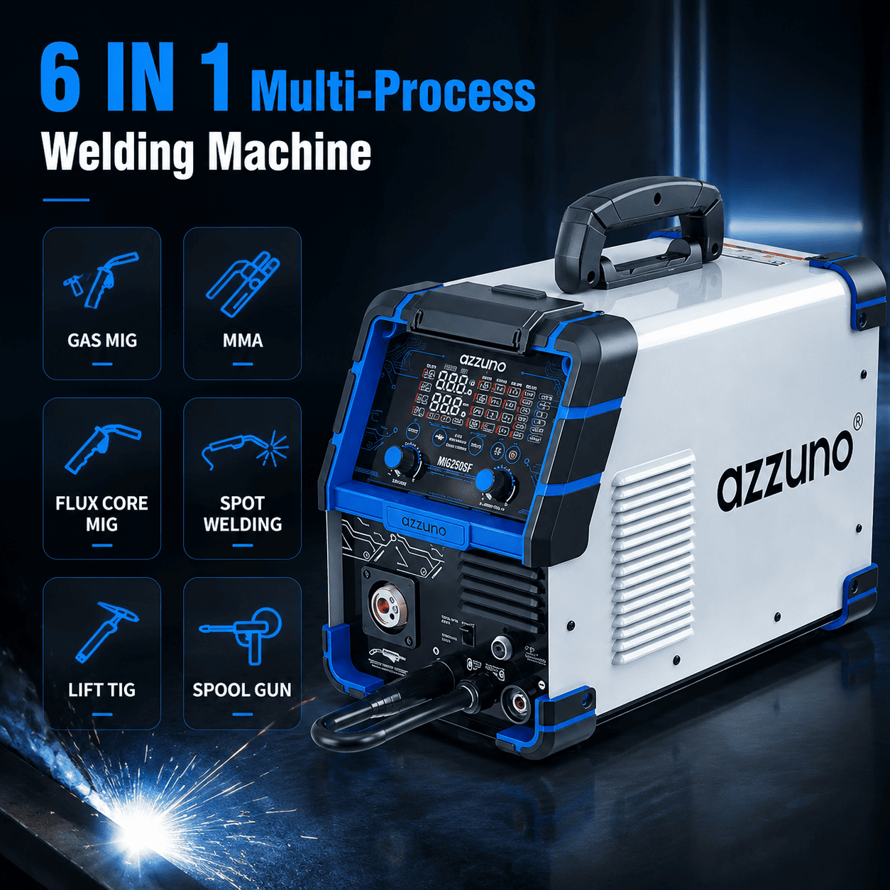Azzuno Aluminum 250A 6 in 1 110V/220V MIG Welder