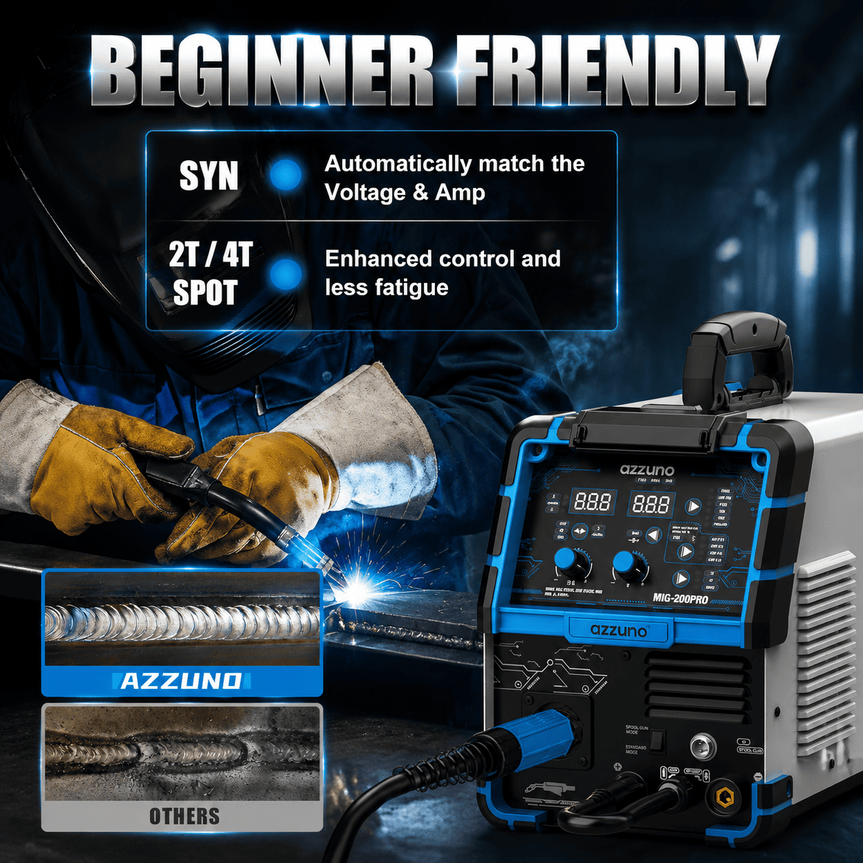 Azzuno 200A 110V/220V 8 in 1  MIG Multiprocess Welder