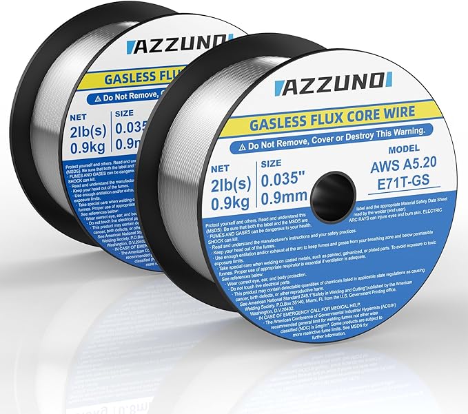 Azzuno Flux Core E71T-GS Mild Steel Gasless Mig Welding Wire 0.030" 2/10 Lbs