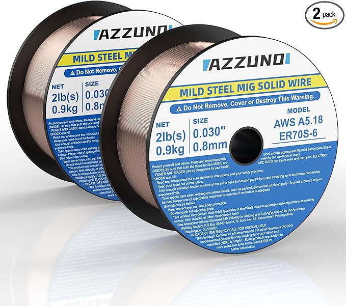 Azzuno Mig Solid ER70S-6 Mild Steel Gas 0.030" 2/10-LB Mig Welding Wire