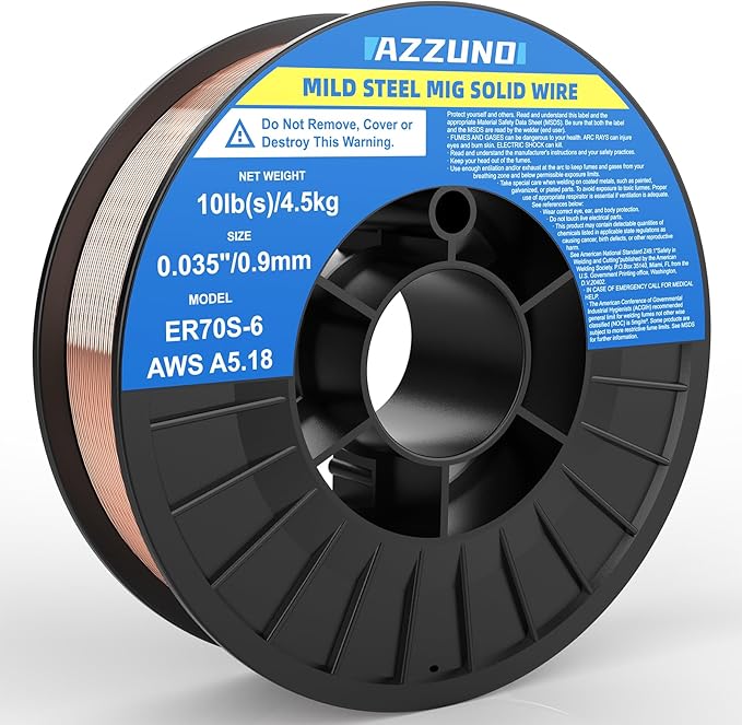 Azzuno Mig Solid ER70S-6 Mild Steel Gas 0.035"  2/10-LB Mig Welding Wire