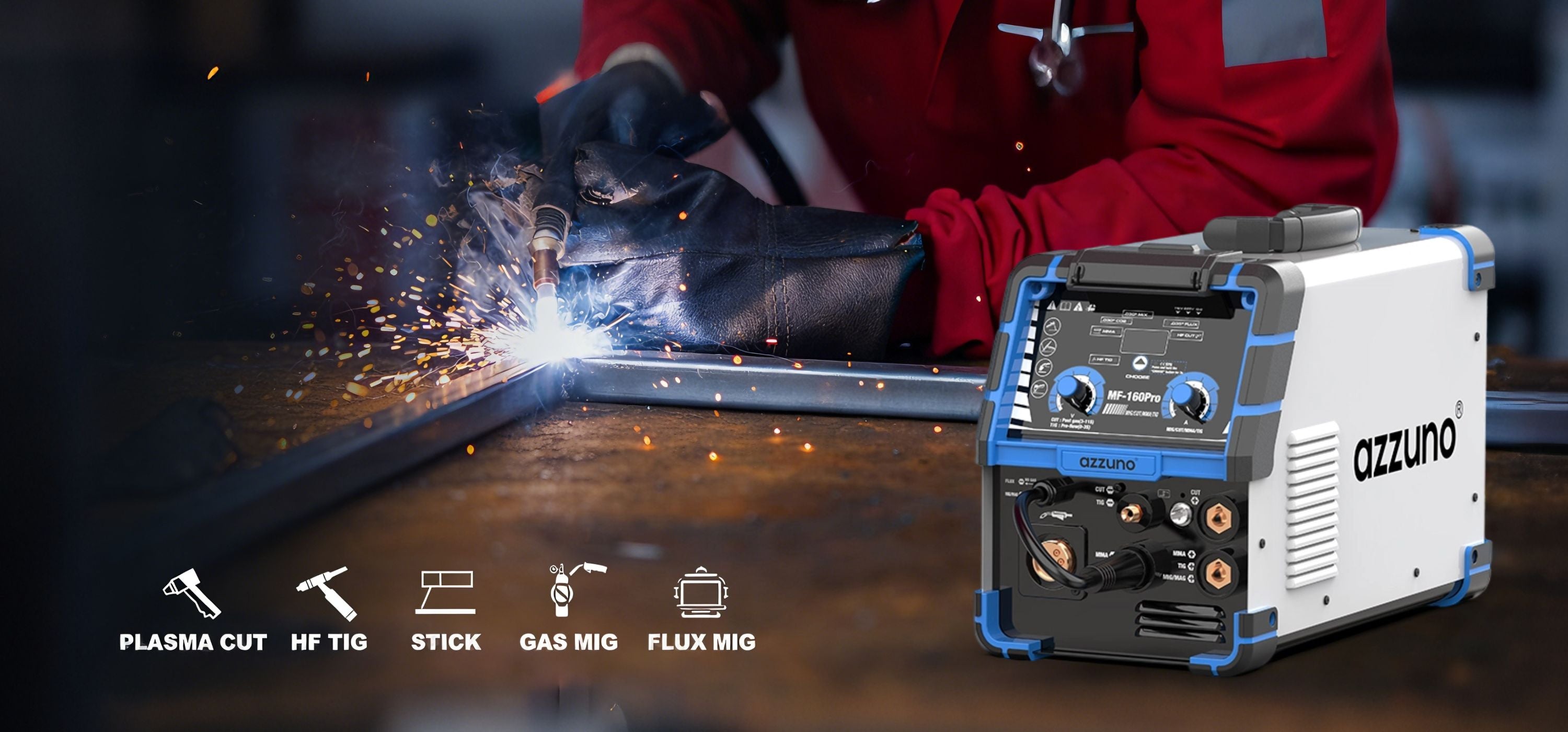 AZZUNO 5-in-1 Multi Process Welder | Plasma Cutter, MIG, TIG, Stick