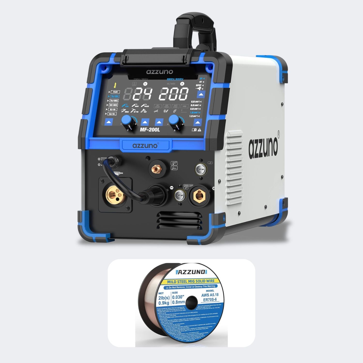 Azzuno MIG 200 All-in-One Pulse MIG Welder and Cutter Combo