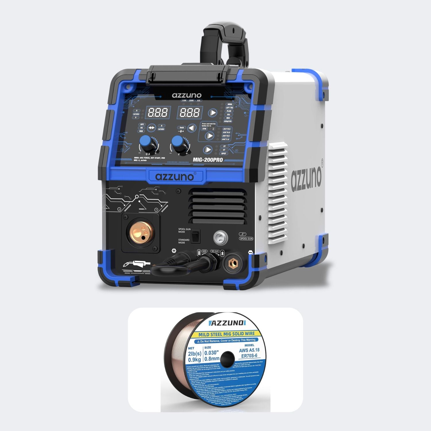 Azzuno 200A 110V/220V 8 in 1  MIG Multiprocess Welder