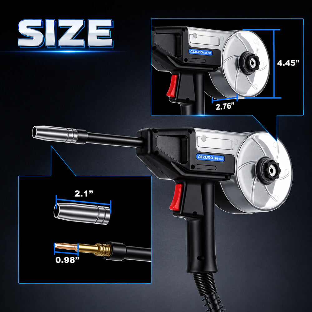 AZZUNO Aluminum MIG Spool Gun, LBT-150 Euro Connector 2-Pin 10-ft