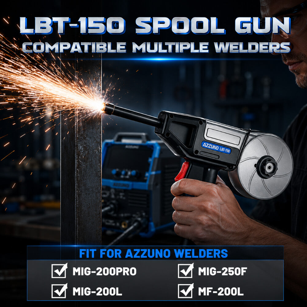 AZZUNO Aluminum MIG Spool Gun, LBT-150 Euro Connector 2-Pin 10-ft