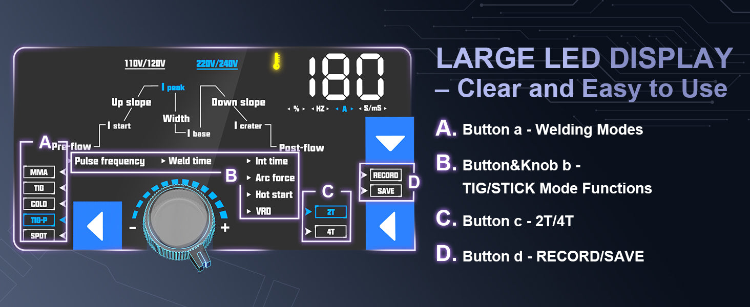 DC TIG welder display- AZZUNO welder