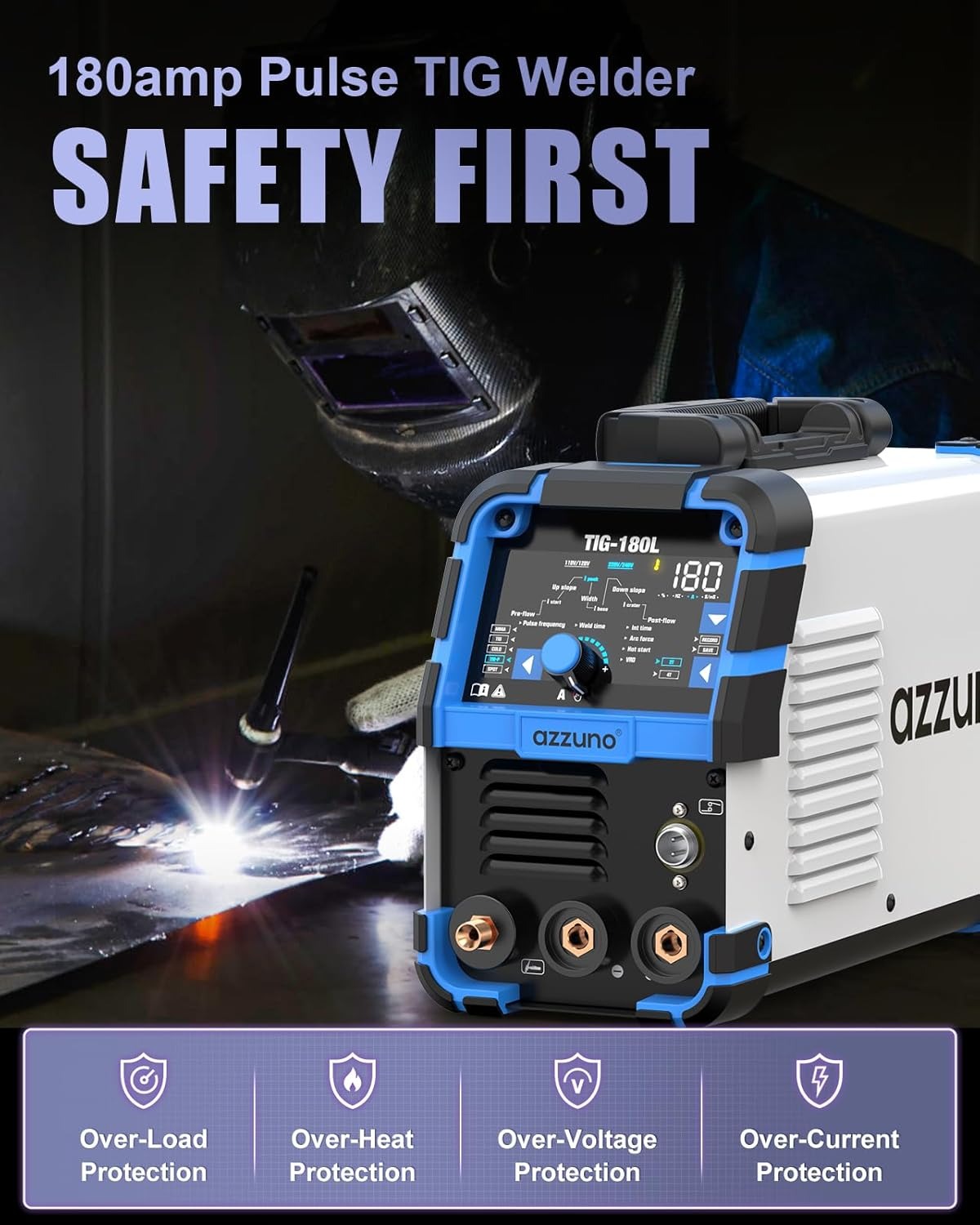 AZZUNO TIG-180L 5-in-1 TIG Welder 180A | Pulse & Cold TIG, HF TIG