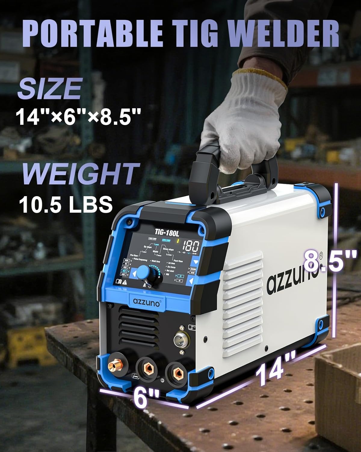 AZZUNO TIG-180L 5-in-1 TIG Welder 180A | Pulse & Cold TIG, HF TIG