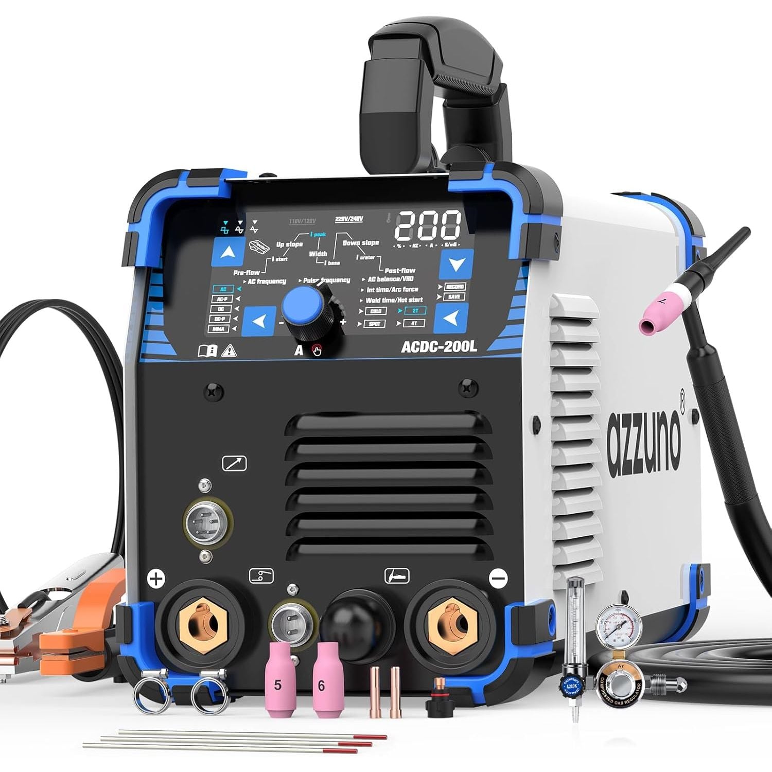 AZZUNO TIG-200L AC/DC TIG Welder 200A | Pulse, Cold TIG, Aluminum