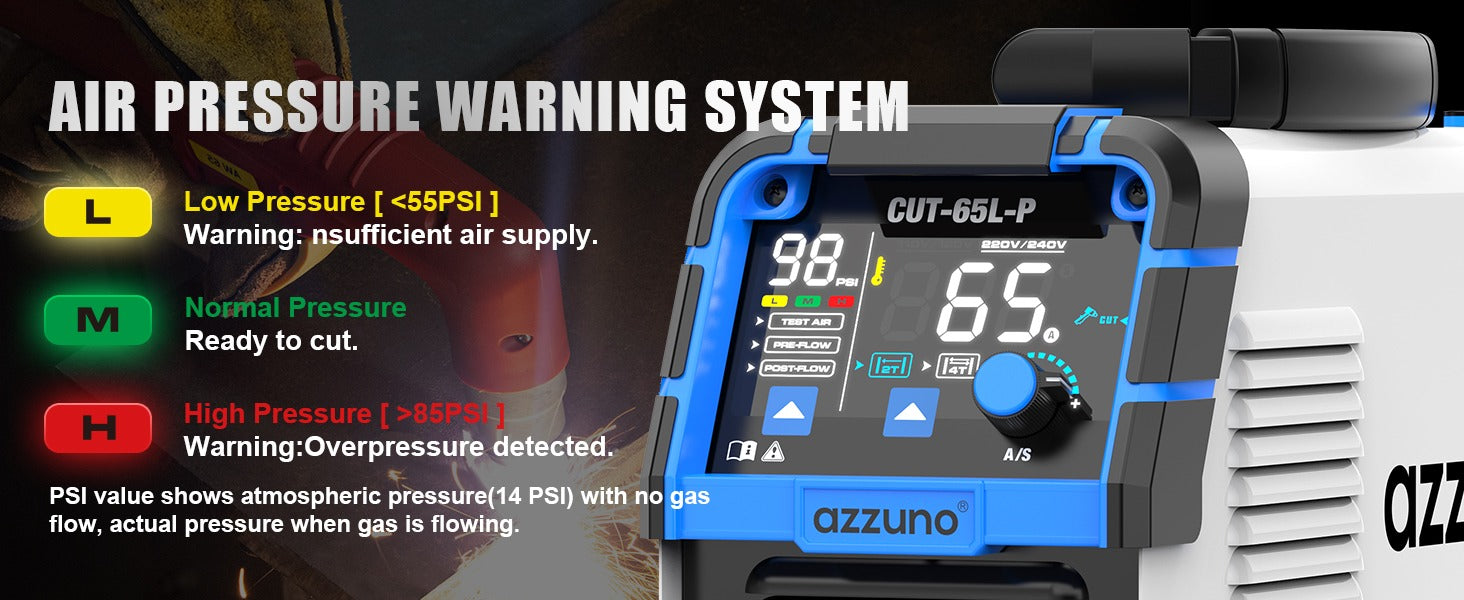 AZZUNO plasma cutter 65A dual voltage cutting machine for metal workshop