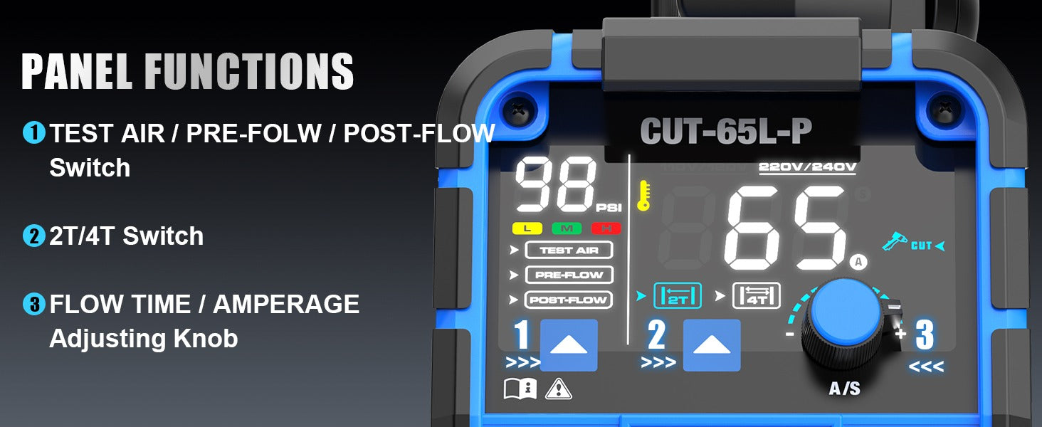 AZZUNO plasma cutter 65A dual voltage cutting machine for metal workshop