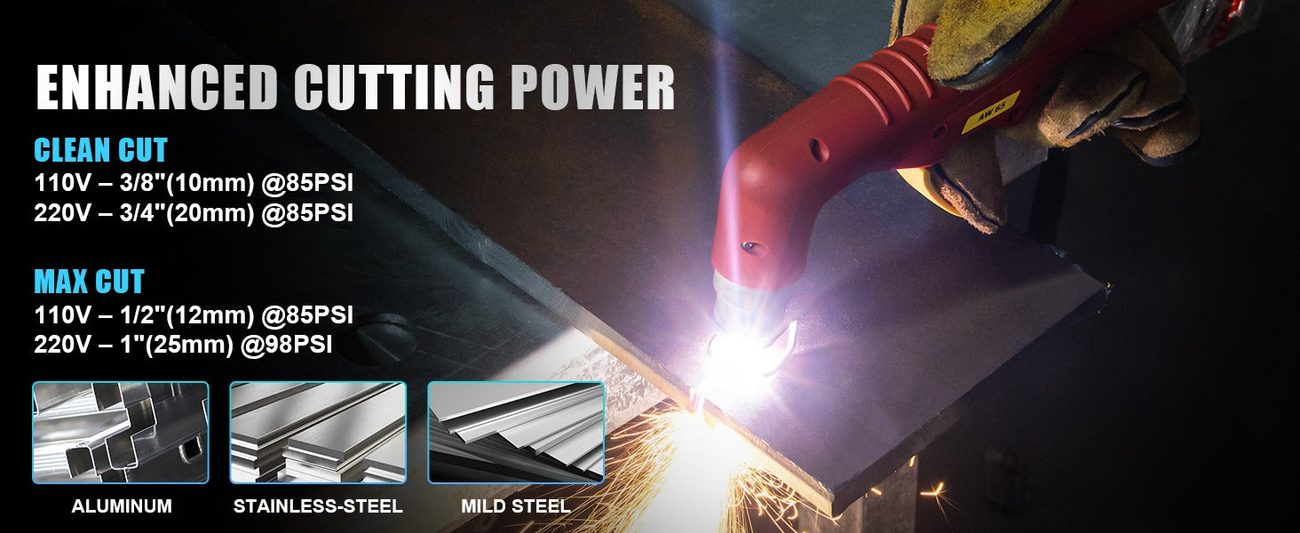 AZZUNO plasma cutter 65A dual voltage cutting machine for metal workshop