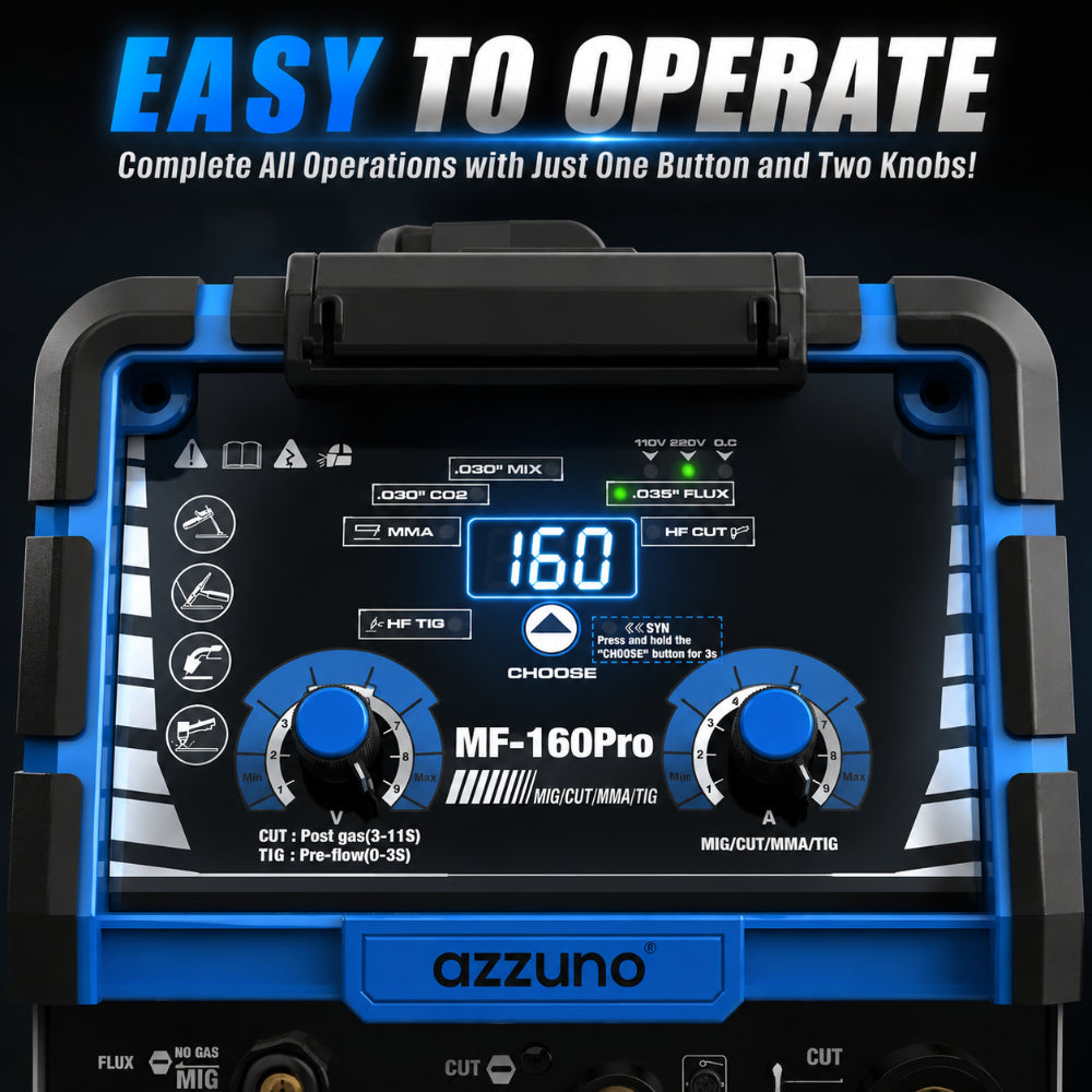 Azzuno 160A All-in-One Pulse MIG Welder and Cutter Combo