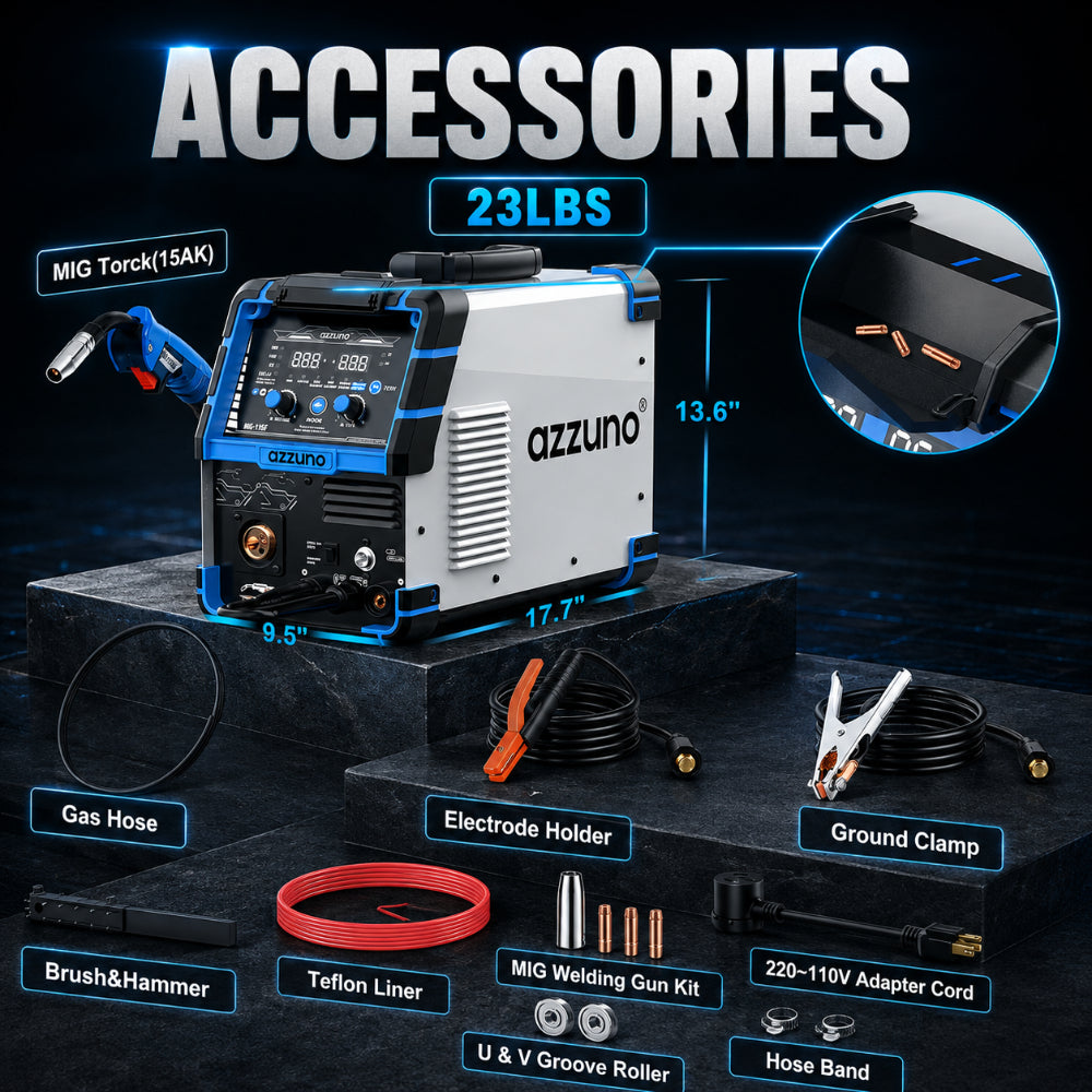 AZZUNO MIG-175F-PRO 175A 6-in-1 Multi-Process Pulse MIG Welder