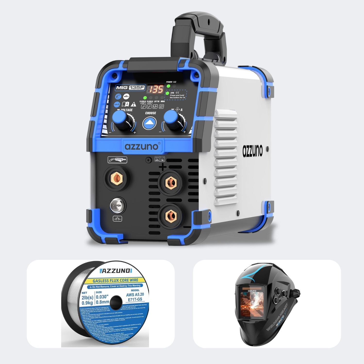 AZZUNO 135 Amp 110V 3 in 1 Synergic Control  MIG Welder
