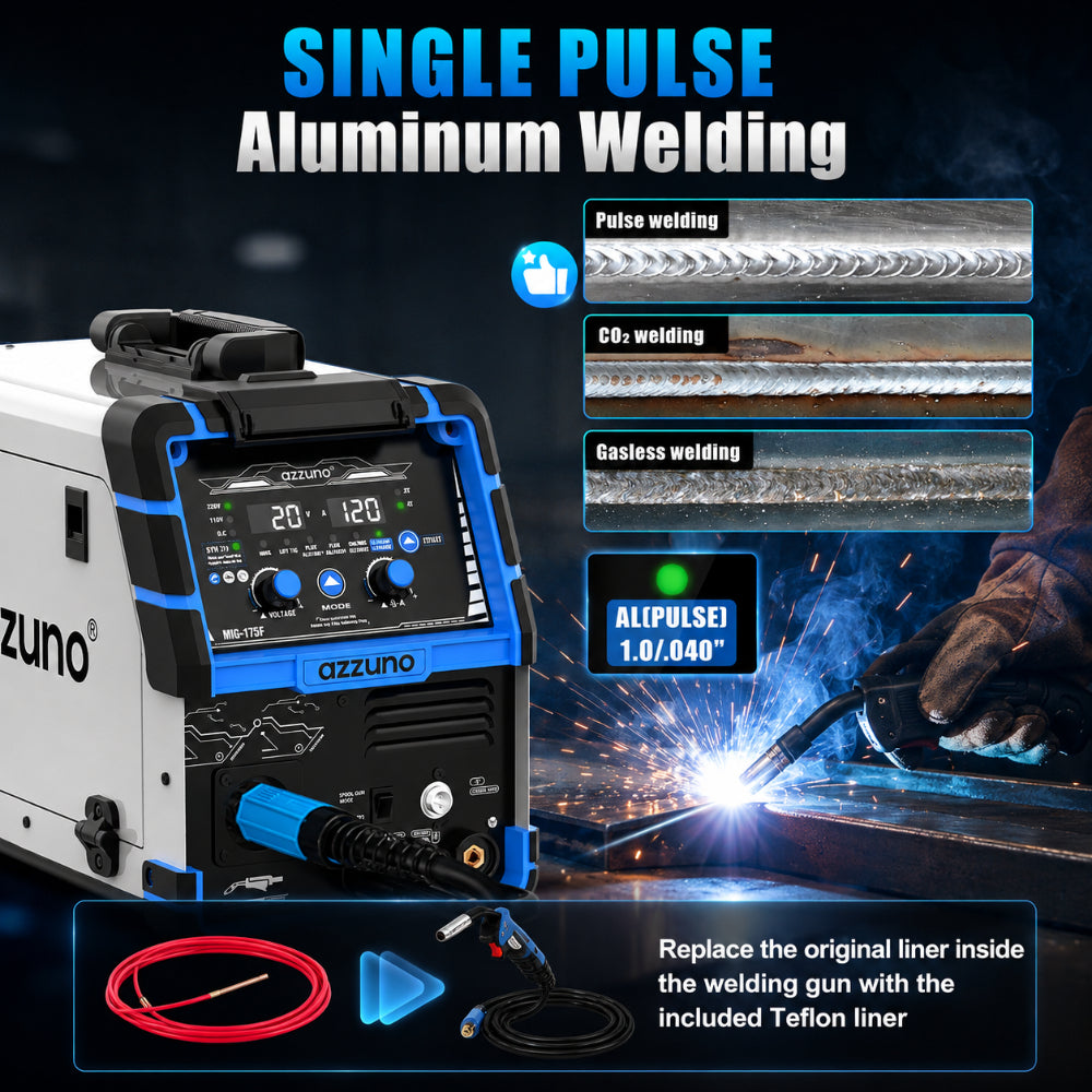 AZZUNO MIG-175F-PRO 175A 6-in-1 Multi-Process Pulse MIG Welder