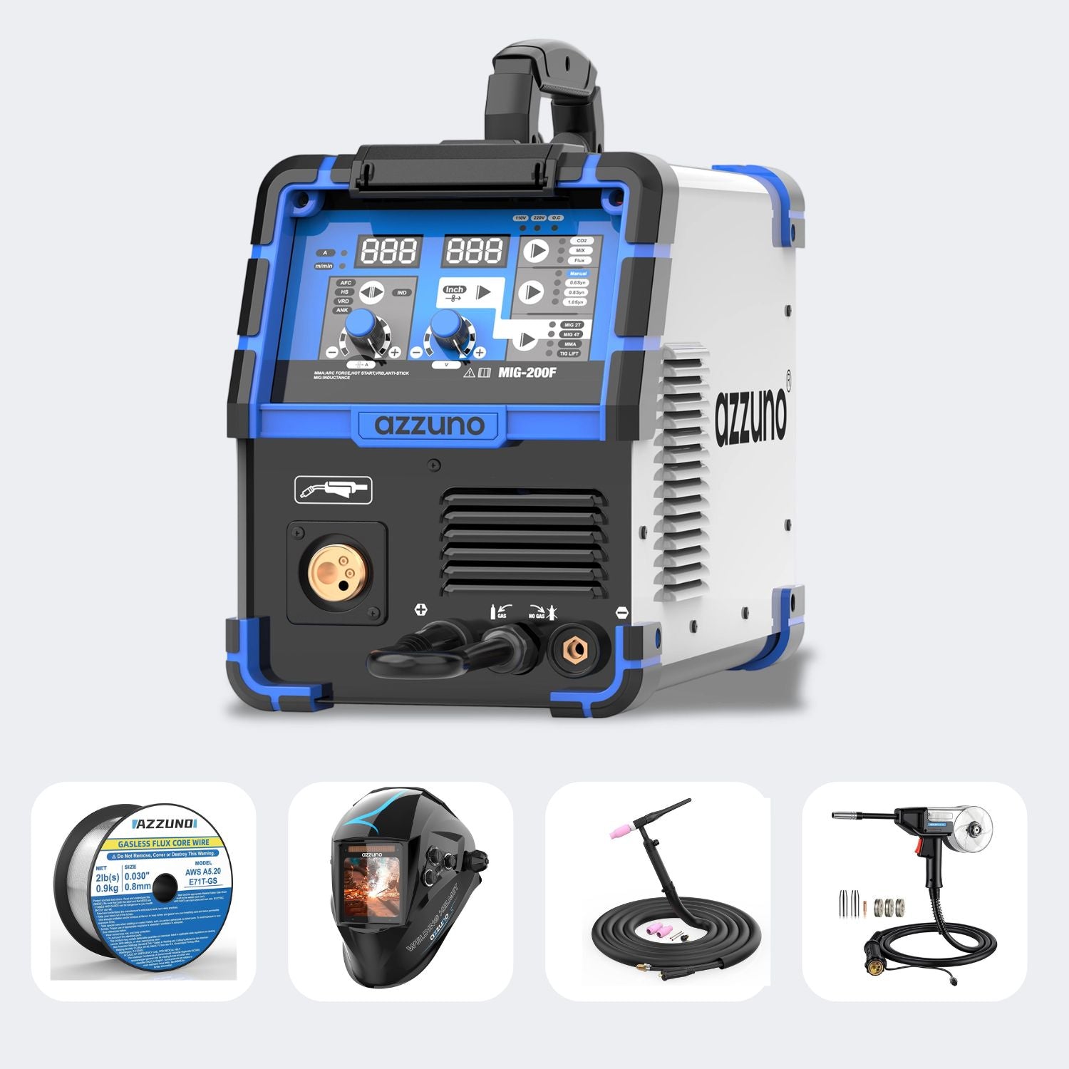 Azzuno 200A 110V/220V Dual Voltage 4 in 1 MIG Welder