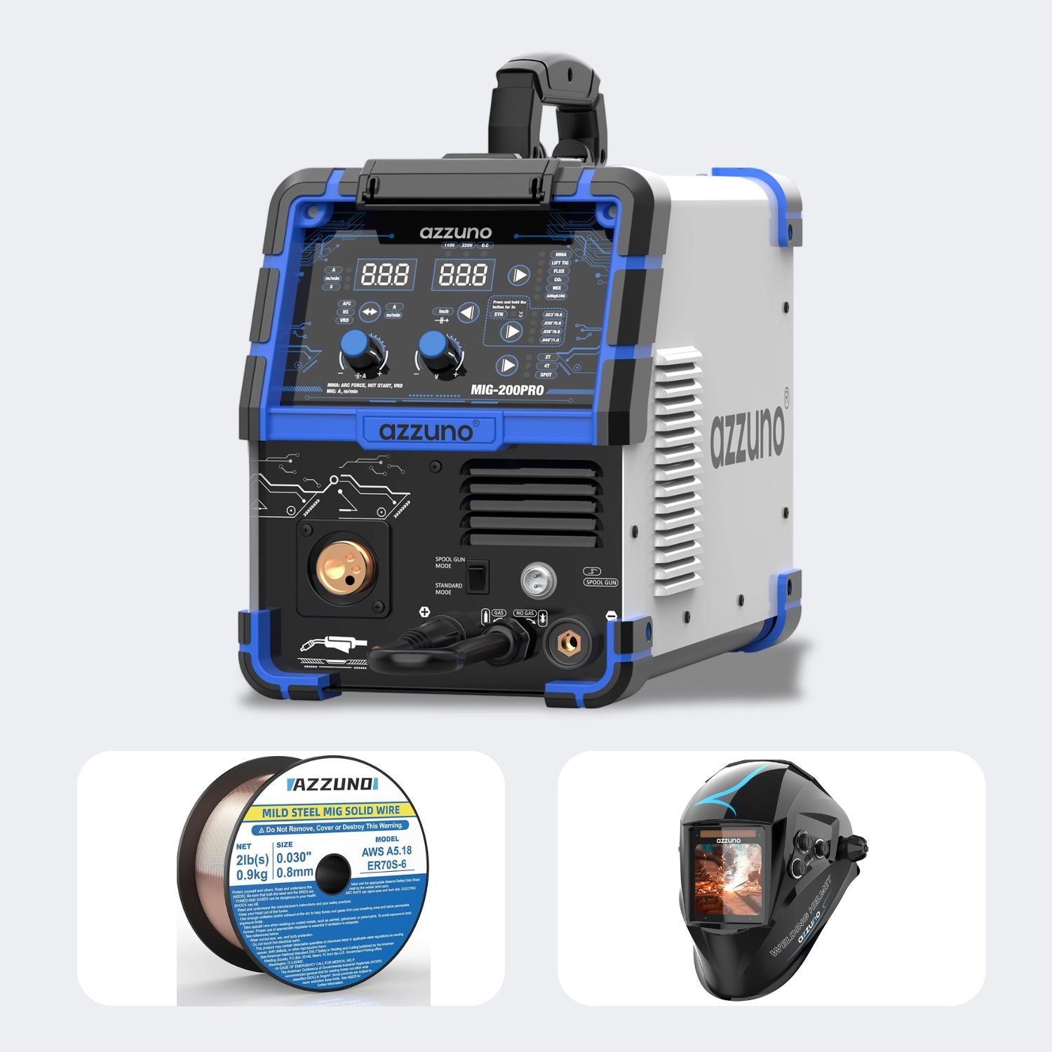 Azzuno 200A 110V/220V 8 in 1  MIG Multiprocess Welder