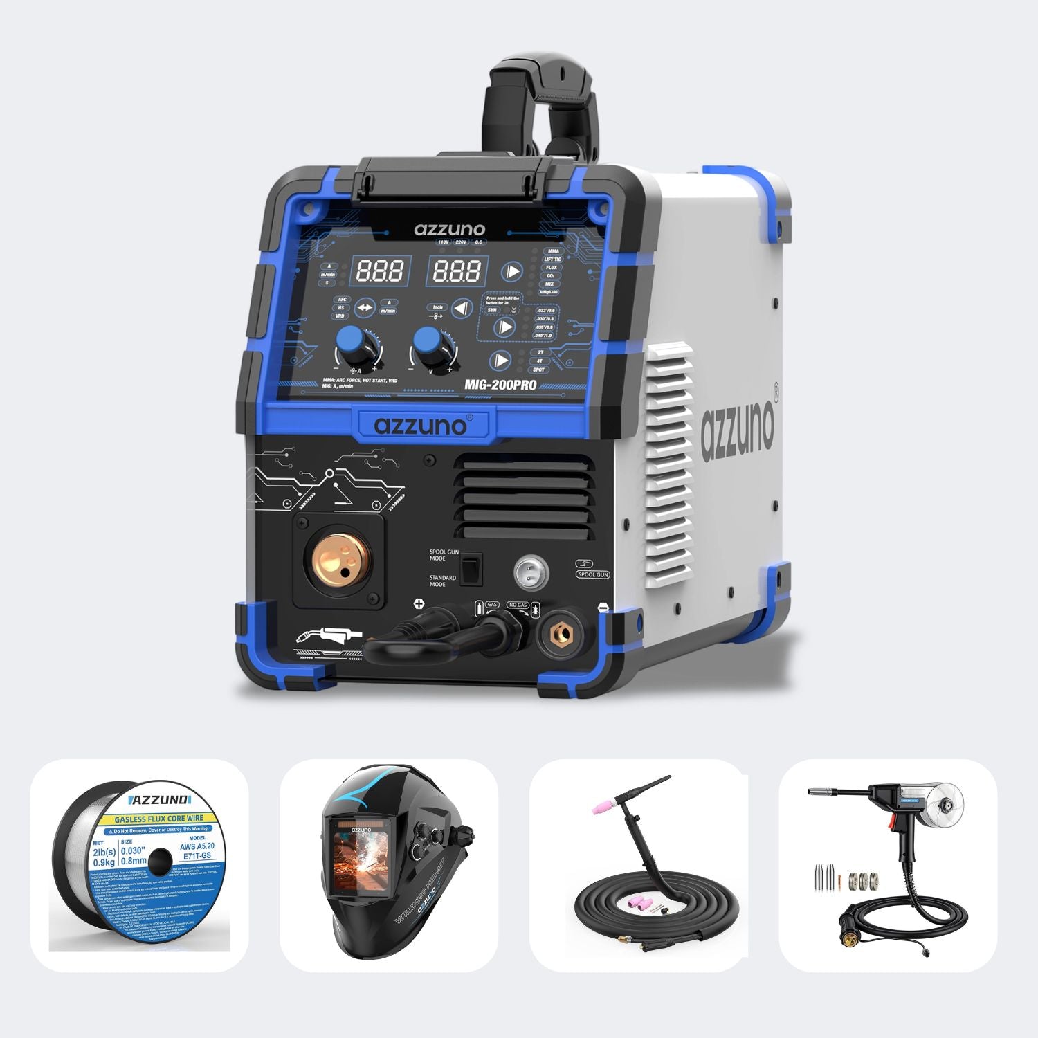 Azzuno 200A 110V/220V 8 in 1  MIG Multiprocess Welder